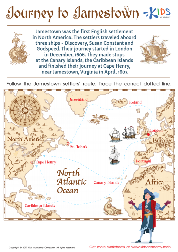 Jamestown Colony Education Worksheet for Fourth Graders Colonial America Jamestown worksheet for fourth-grade social studies students