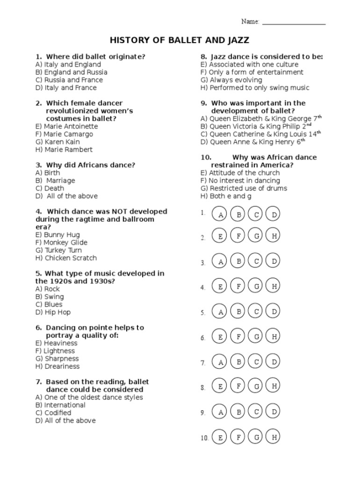 Fourth grade worksheet exploring the historical roots of jazz music for Black History Month