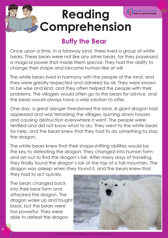 Worksheet for enhancing reading comprehension featuring a story about a girl and her kitten