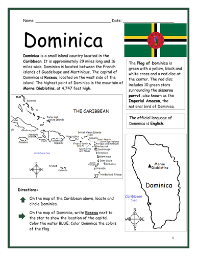 Fourth grade geography worksheet featuring a blank map of the Caribbean Islands for students to label