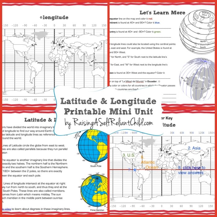 Fourth grade student working on a latitude and longitude map skills worksheet