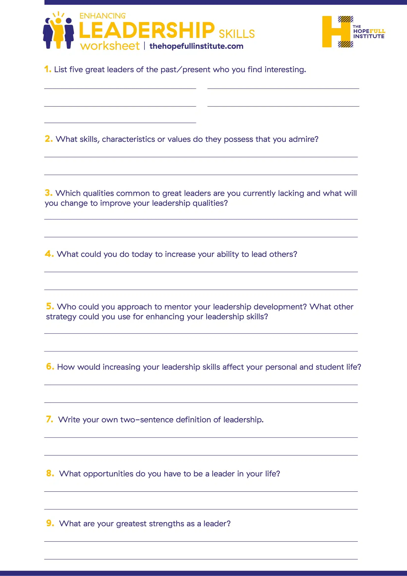 Leadership Reflections worksheet for social emotional learning in grade four Worksheet for fourth graders on leadership traits and reflections