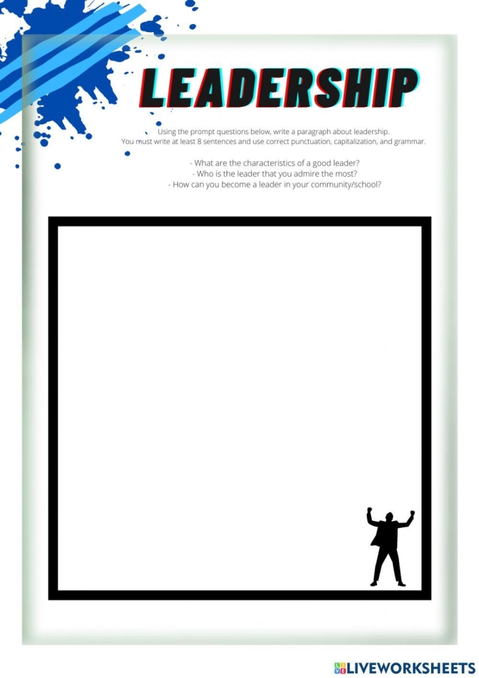 A comprehensive worksheet guiding students to explore leadership qualities and self-reflection Leadership Reflections worksheet for fourth graders focusing on social emotional learning