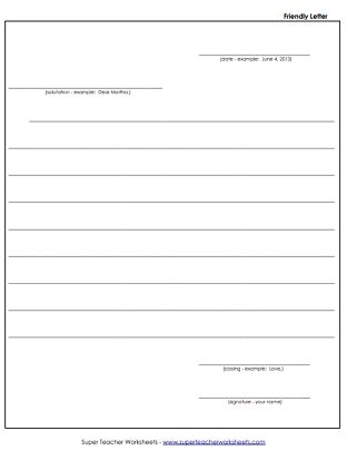 Grammar and Mechanics worksheet for Fourth Grade Letter template worksheet for fourth graders to practice writing various types of letters. Engaging image illustrating letter formats for pen pals and formal correspondence.