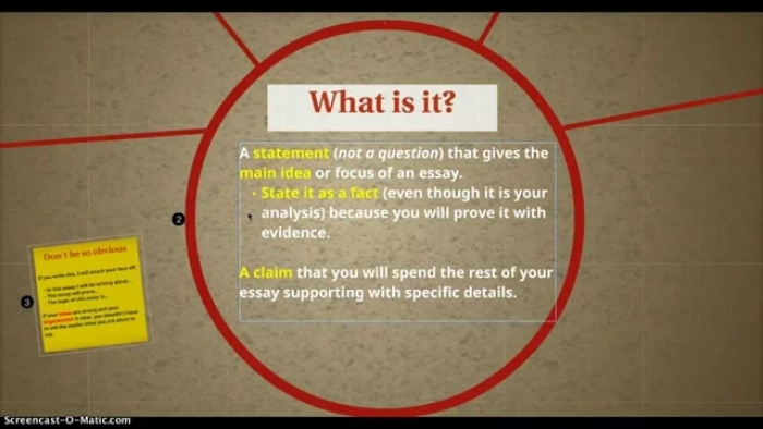 Worksheet for crafting a thesis statement in a literary essay for fourth graders