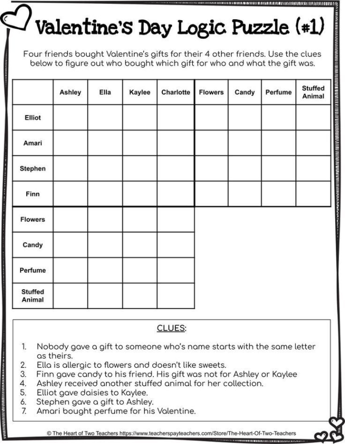 Logic Problem Worksheet 10 Numbers and Counting Exercise Fourth grade student using a logic problem worksheet to solve number riddles with a grid