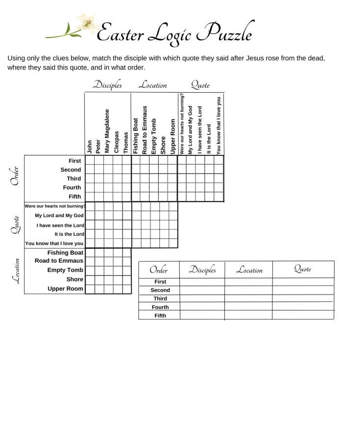 Logic Problem Worksheet 16 Numbers and Counting Challenge Fourth grade student solving a grid-based logic problem worksheet with number clues