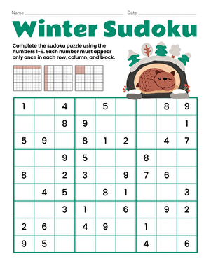 Fourth grade Paint by Number Sudoku 4 worksheet featuring a logic puzzle with numbered squares