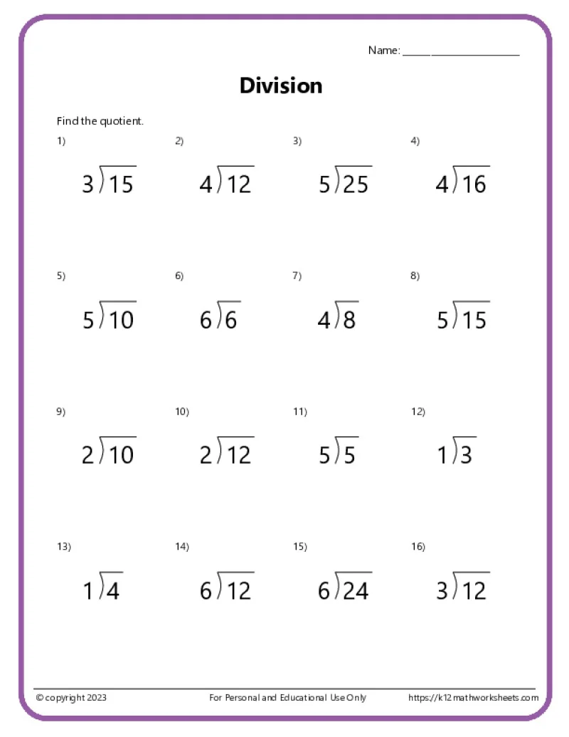 Long Division Word Problems worksheet for fourth graders featuring multiple math challenges