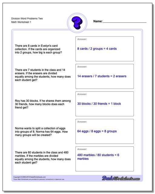 Long Division Word Problems Worksheet for Grade 4 Page 4 Fourth grade math worksheet featuring long division word problems and space for equations