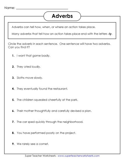 Image showcasing a -ly adverbs activity for fourth graders with colorful illustrations Fourth grade worksheet on -ly adverbs featuring adjective transformations and sentence integration