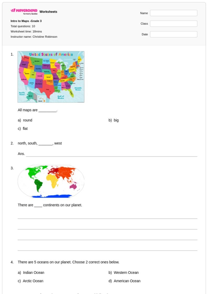 Map Grid Navigation Practice for Elementary Students Fourth grade students learning to navigate coordinates on a map grid worksheet with labeled rows and columns