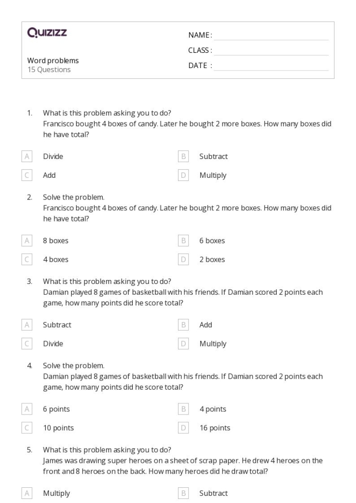 Flying Through Fourth Grade: Word Problem Assessment Worksheet Image 20 Worksheet featuring fourth grade multiplication word problems for math assessment