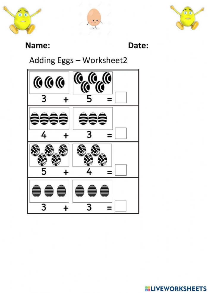 Fourth grade student completing the Egg-cellent Addition! worksheet to practice math skills and coloring
