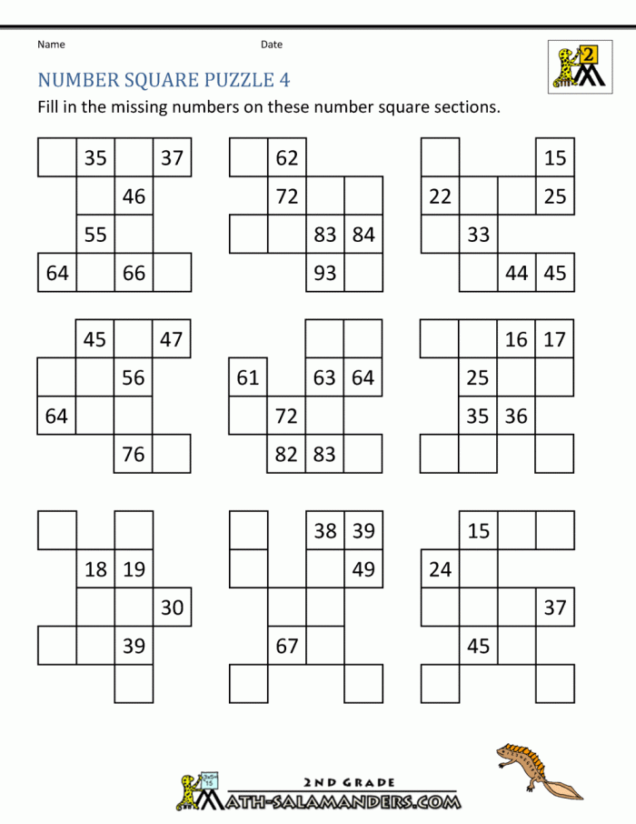 A fun and challenging math puzzle inspired by the Ken Ken format for students Math Grid Puzzlers worksheet with engaging math challenges for fourth graders