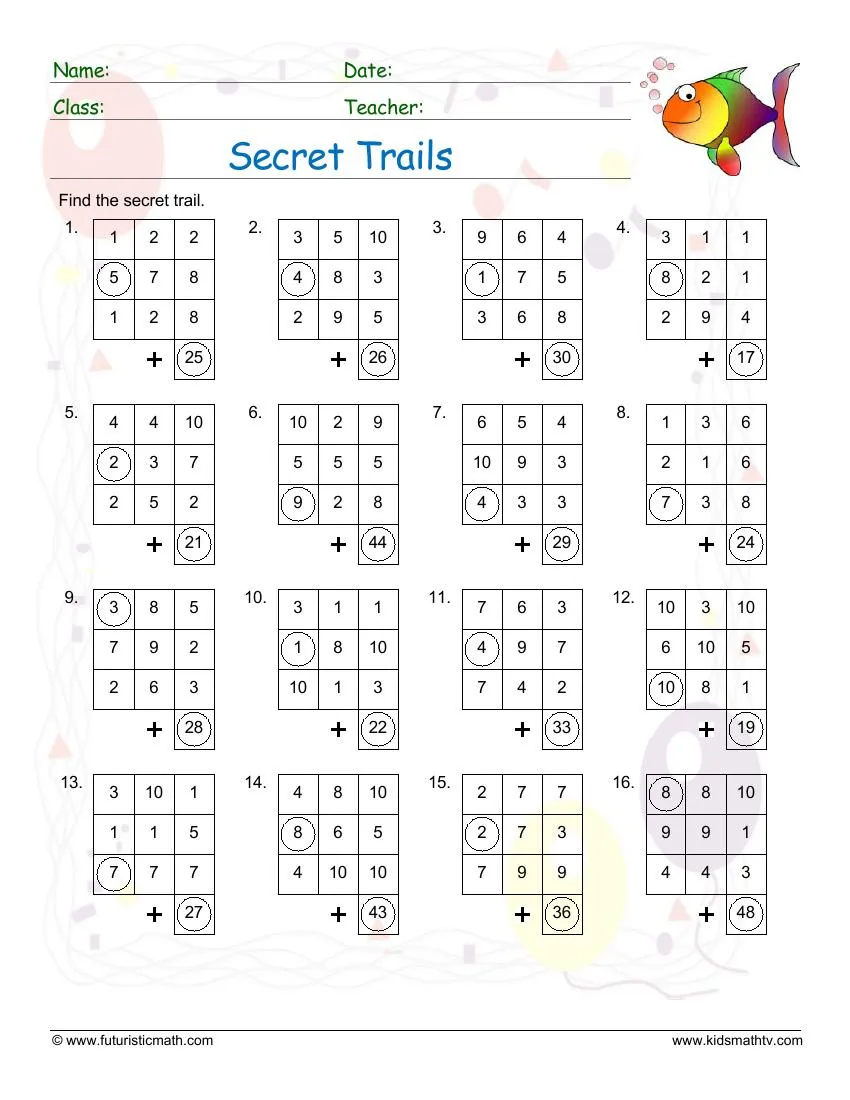 Fun and challenging math puzzles inspired by Ken Ken for Earth and Space Science students Math Grid Puzzlers worksheet featuring engaging math challenges for fourth graders