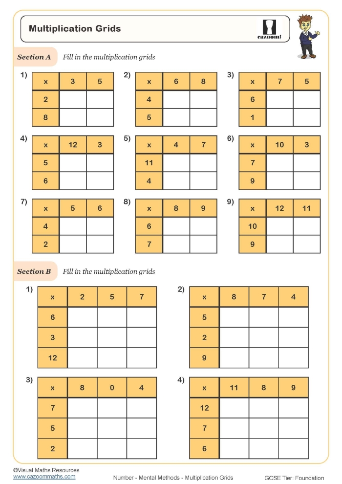 Challenging math grids inspired by Ken Ken puzzles for young learners Math Grid Puzzlers worksheet designed for fourth graders to enhance their math skills through engaging puzzles