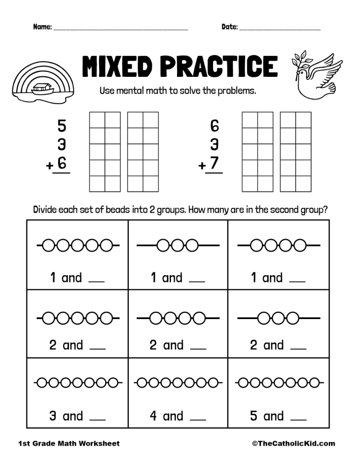 Math Mixed Review Part 9 Geometry and Number Skills Worksheet Fourth grade math worksheet featuring a variety of geometry and arithmetic problems for mixed review practice