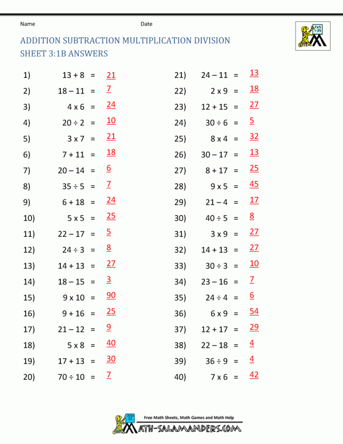 Practice worksheet for enhancing multiplication, addition, and subtraction skills Multiplication and Addition worksheet for fourth graders featuring 24 math problems