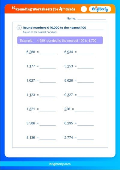 Assessment sheet for understanding subtraction concepts in number sense Math Review Part 1 worksheet focusing on place value and rounding for fourth graders
