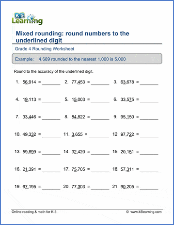 Worksheet image for Math Review Part 1: Place Value and Rounding, Image 23 Math Review worksheet focusing on place value and rounding for fourth graders