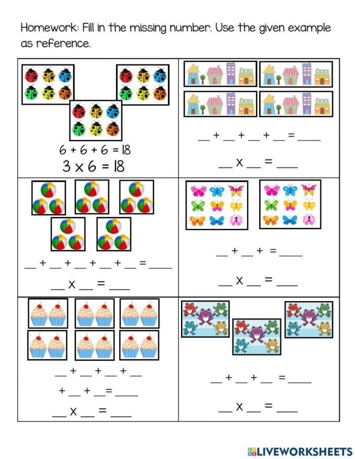 Worksheet image for fourth grade math practice focusing on multiplication and addition skills Multiplication and addition worksheet designed for fourth graders to practice math skills through 24 problems