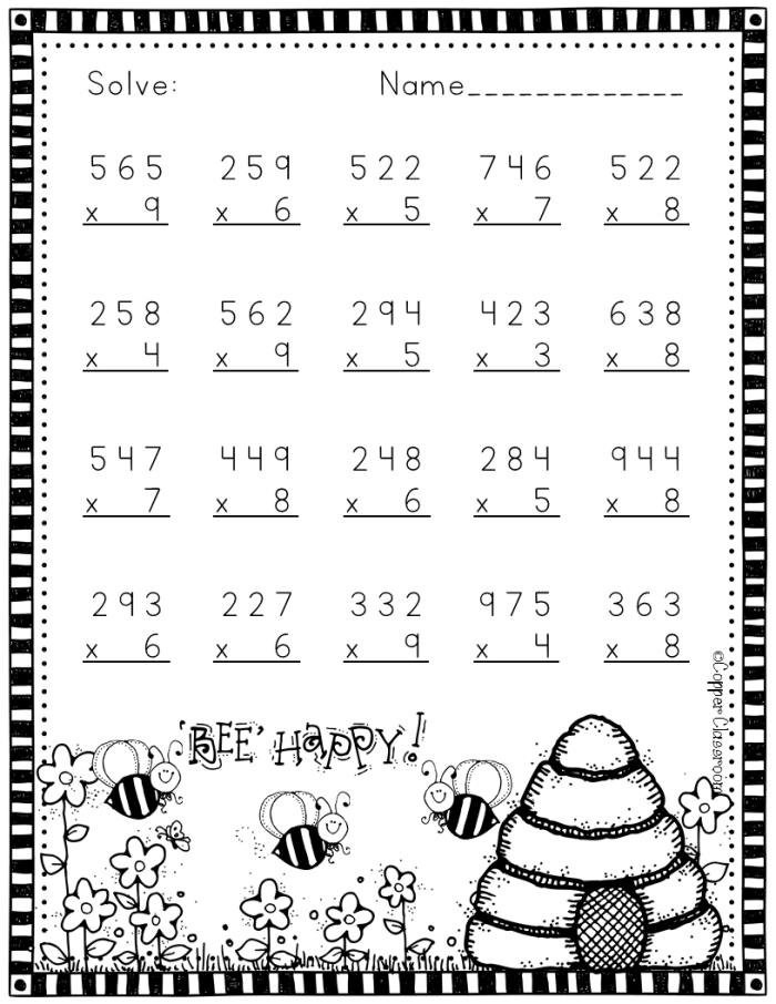 Practice multiplying 3-digit numbers with this engaging worksheet for students 3-Digit by 1-Digit Multiplication worksheet for fourth graders to enhance their math skills