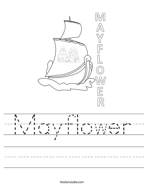 ALT text for a worksheet about The Mayflower, detailing the Pilgrims' historic voyage.
