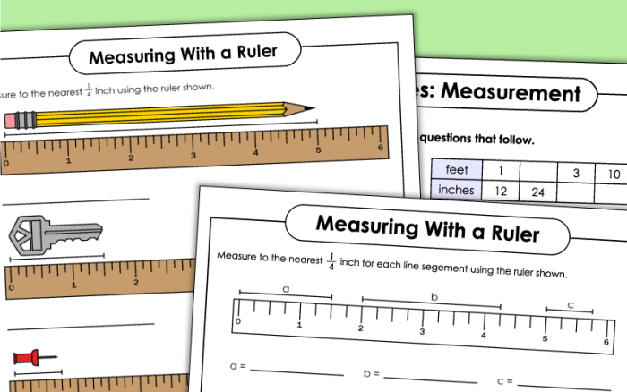 Fourth grade measurement worksheet focusing on converting inches feet and yards