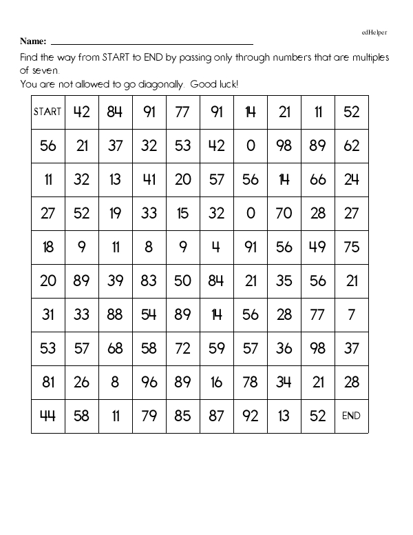 Fourth grade math worksheet for identifying and listing the multiples of whole numbers