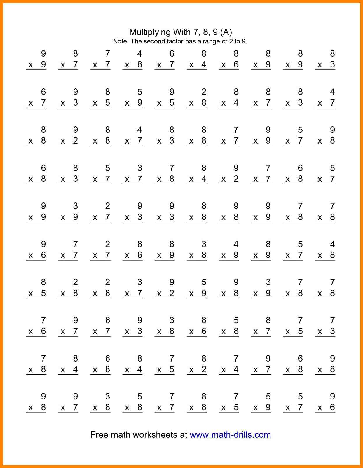 Math Madness: Engaging multiplication worksheet for fourth grade students Multiplication facts practice worksheet for fourth graders focusing on fractions