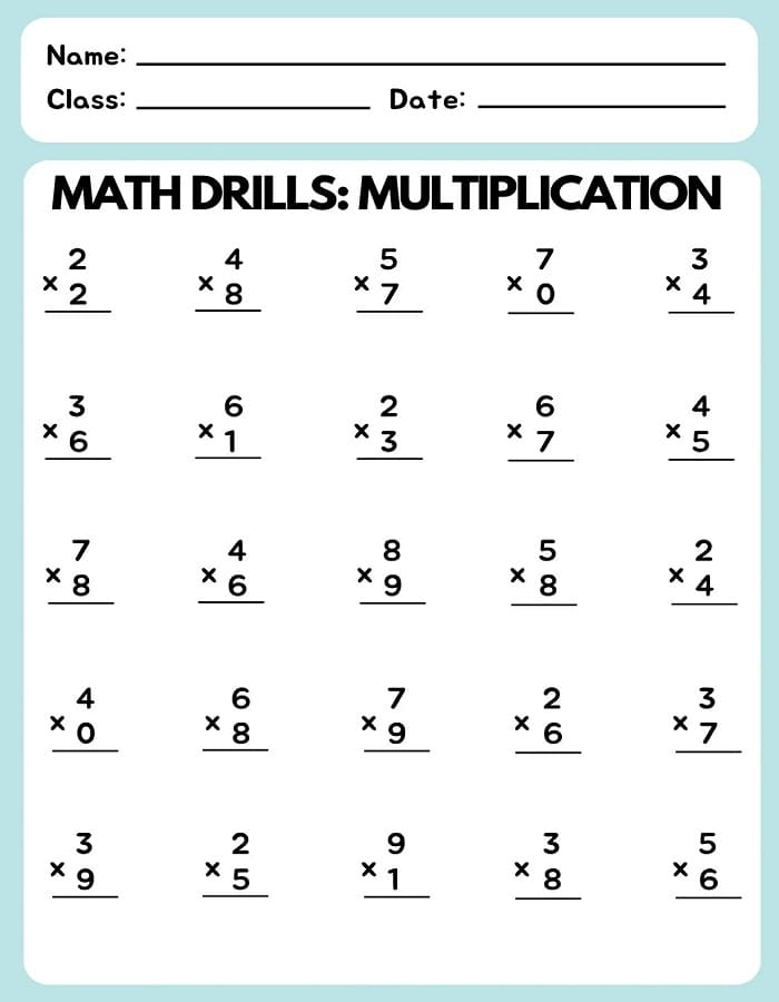 Math Madness Multiplication Facts Worksheet 10 Fourth grade student practicing multiplication facts on a math worksheet for fraction preparation