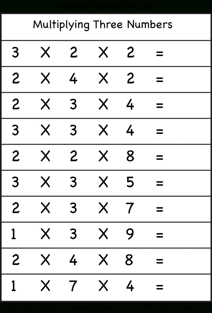 Practice worksheet for multiplying two and three-digit factors in Life Science Worksheet featuring multi-digit multiplication problems for fourth graders