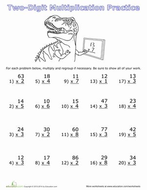 Fourth grade math worksheet featuring forty multiplication problems with regrouping practice