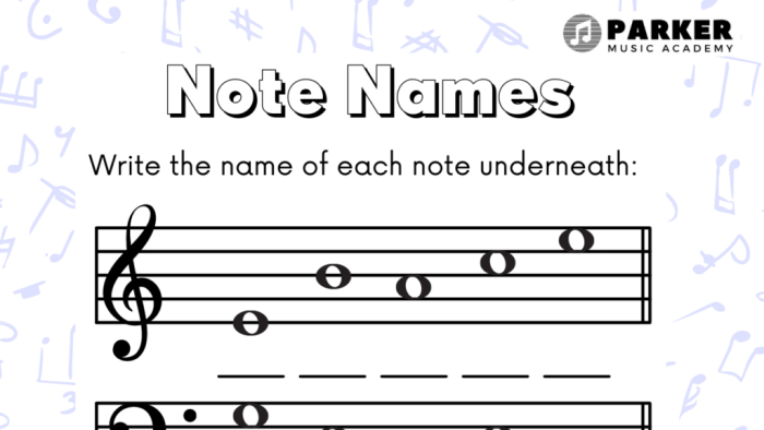 A fourth grade student learning musical notes on a How to Read Music practice worksheet