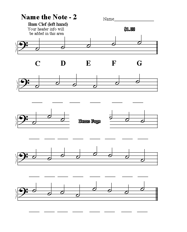 Fourth grade student practicing musical notes on a printable How to Read Music worksheet