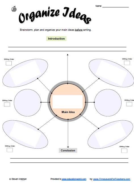 Fourth grade student filling out a graphic organizer for planning a personal narrative