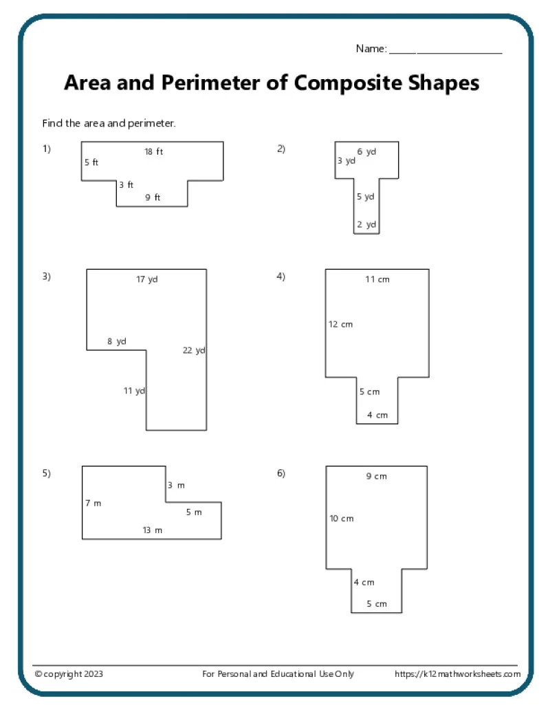 Fourth grade math worksheet featuring a ninja theme to practice calculating the area and perimeter of rectangles