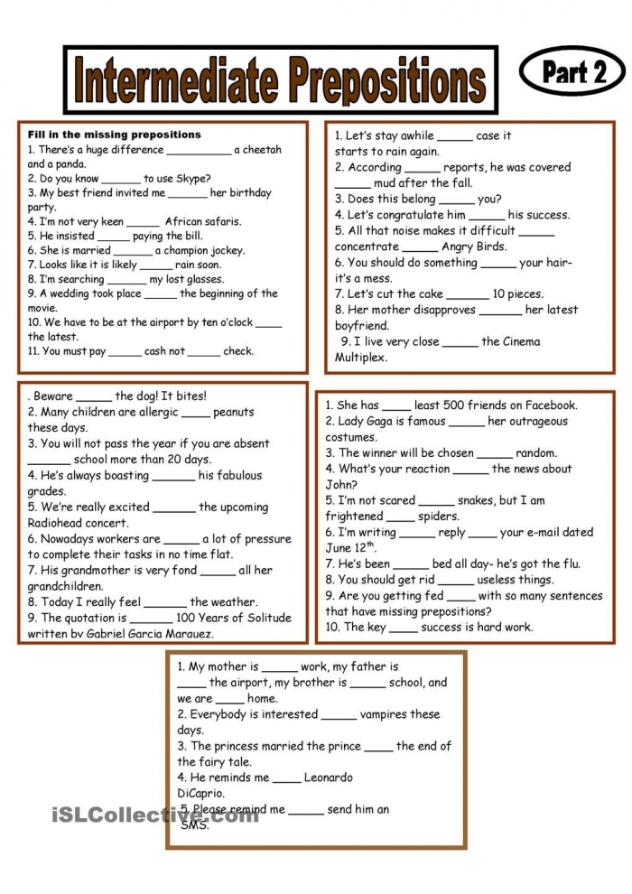 Worksheet featuring prepositional phrases in nonfiction texts for fourth graders