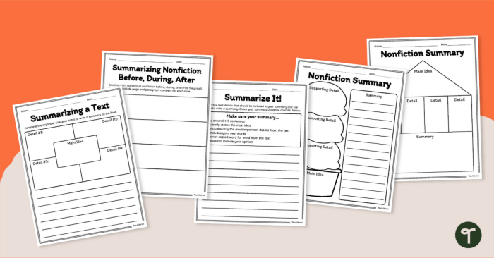 Worksheet featuring a nonfiction summary activity about the Mimic Octopus for fourth graders