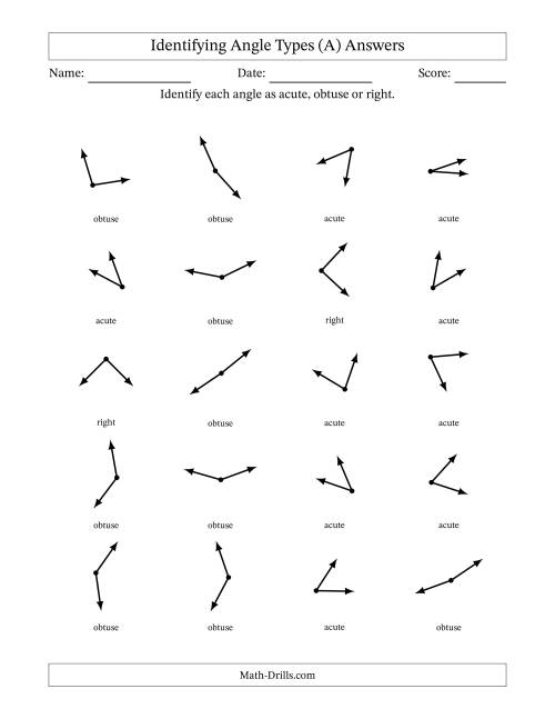 Worksheet featuring obtuse angles for fourth graders