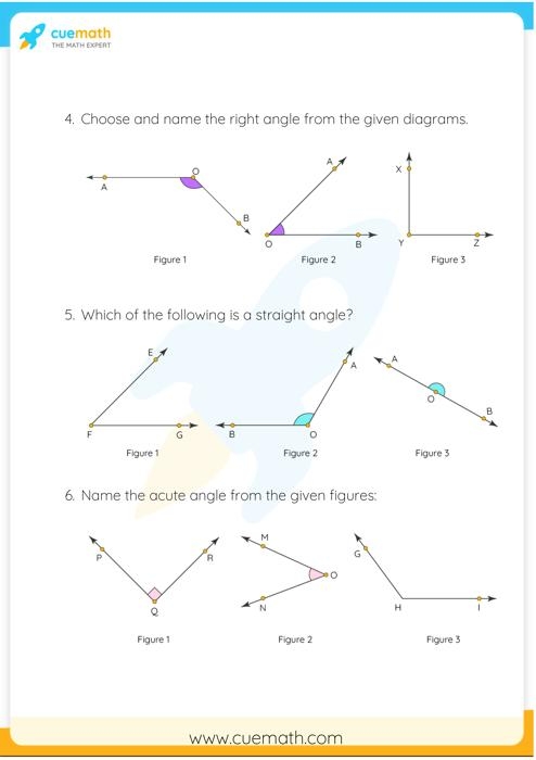 Worksheet featuring obtuse angles for fourth-grade students
