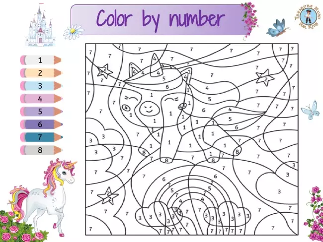 Fourth grade Paint by Number Sudoku 3 worksheet for math practice