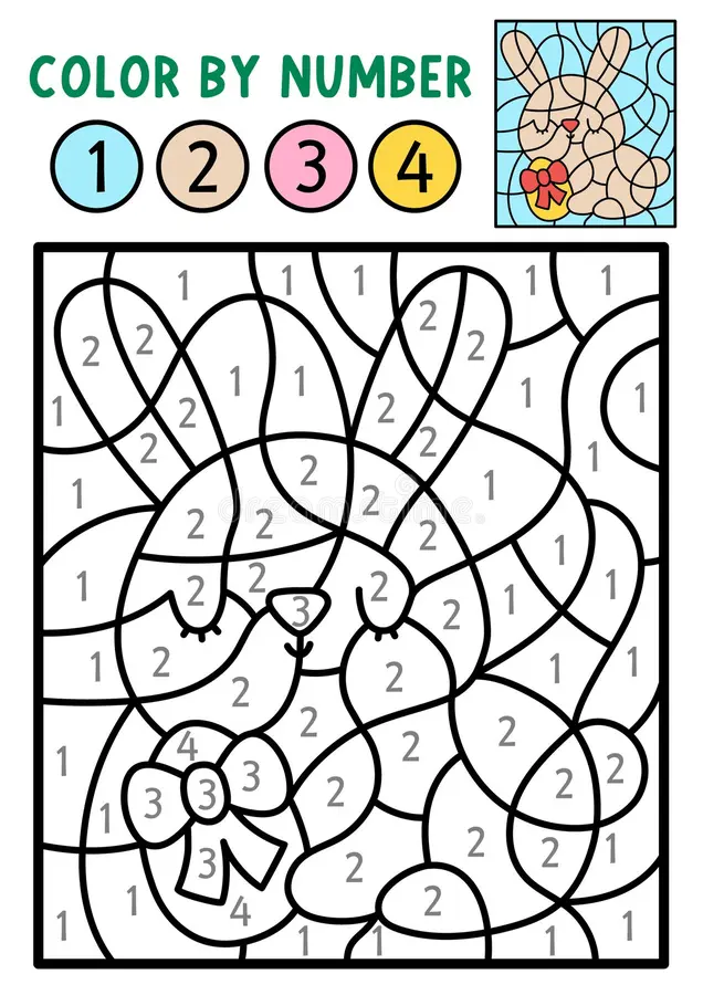 Fourth grade Paint by Number Sudoku 3 worksheet for math practice