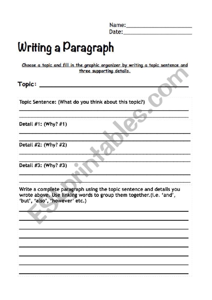 Let's Practice How to Write a Paragraph Worksheet Part 15 Fourth grade worksheet with two writing sections to help students plan a well-written paragraph