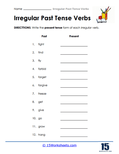 Past tense verbs practice worksheet for fourth grade students Worksheet for identifying past tense verbs in sentences for fourth graders