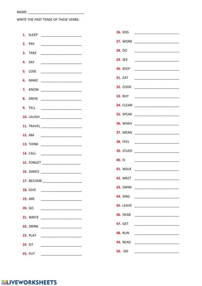 Identifying Past Tense Verbs worksheet for fourth graders Worksheet featuring fourth-grade students practicing past tense verbs in sentences