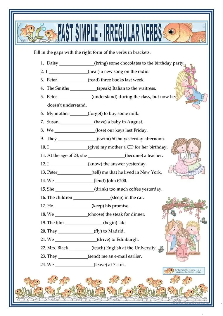 Past Tense Verbs Practice Worksheet for Fourth Graders Worksheet for identifying past tense verbs in fourth grade grammar lessons