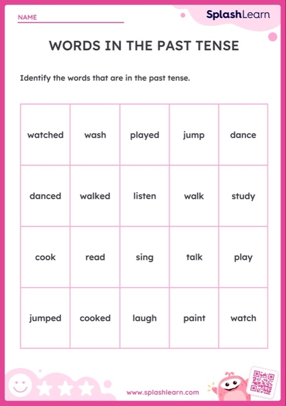 Identifying Past Tense Verbs worksheet for grade four students Worksheet featuring fourth graders practicing past tense verbs in sentences