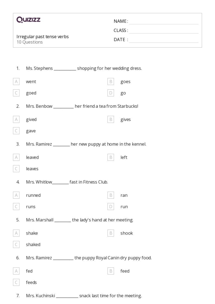 Identifying Past Tense Verbs Worksheet for Grade 4 Worksheet for fourth graders focusing on identifying past tense verbs in sentences